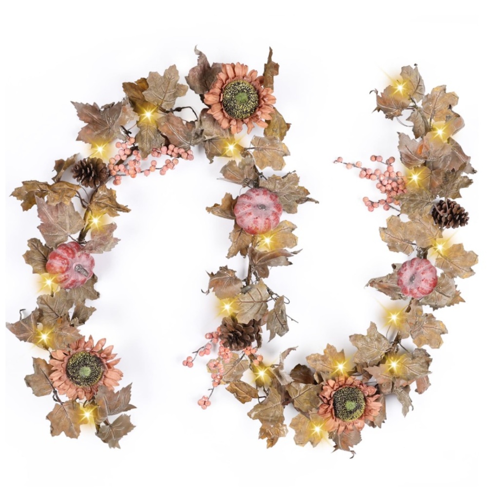 Autumn Harvest Garland with Lights
